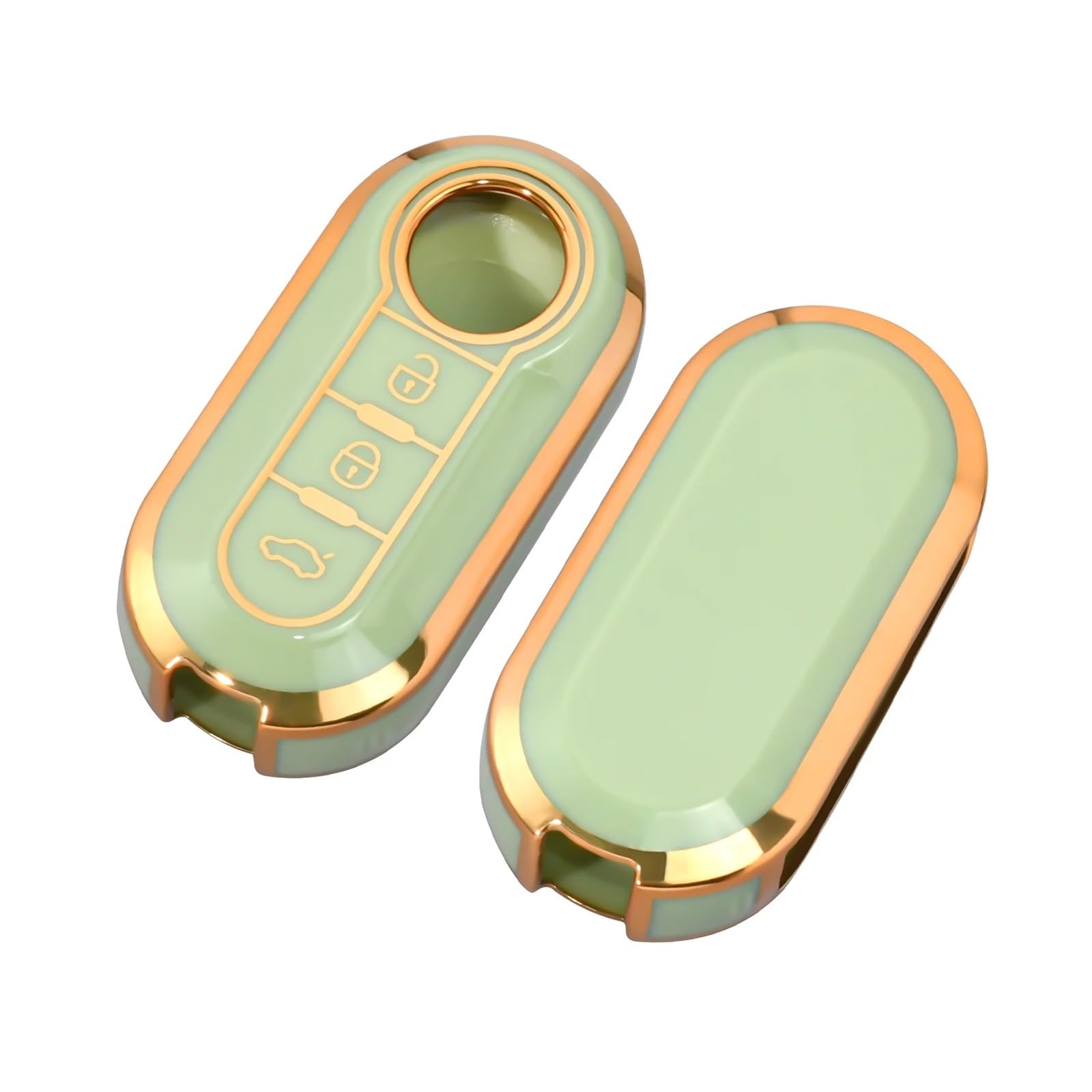 Mode Auto Schlüssel Fall Abdeckung Für FIAT 500 Ducato Panda 500L Punto Lancia Musa Für Citroen Für Citroen Auto Schlüsselanhänger(Green Gold) von GTOQEV