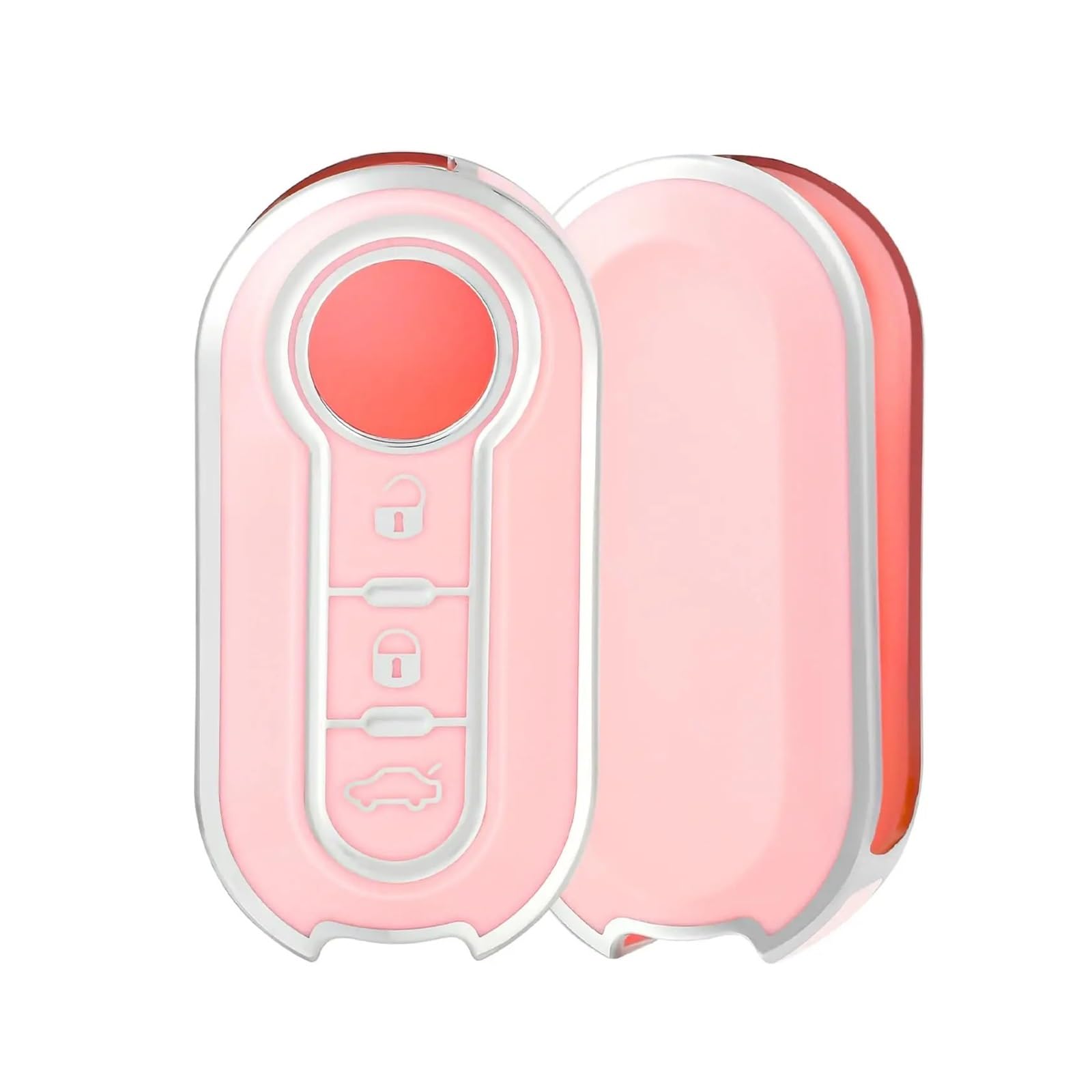 Mode Auto Schlüssel Fall Abdeckung Für FIAT 500 Ducato Panda 500L Punto Lancia Musa Für Citroen Für Citroen Auto Schlüsselanhänger(Pink Silver) von GTOQEV