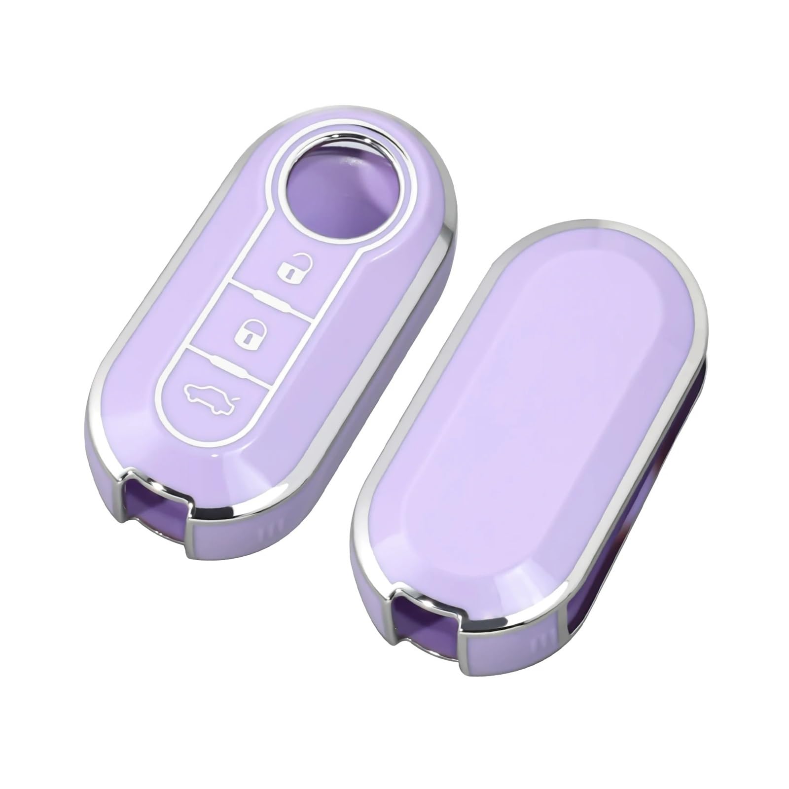 Mode Auto Schlüssel Fall Abdeckung Für FIAT 500 Ducato Panda 500L Punto Lancia Musa Für Citroen Für Citroen Auto Schlüsselanhänger(Purple Silver) von GTOQEV