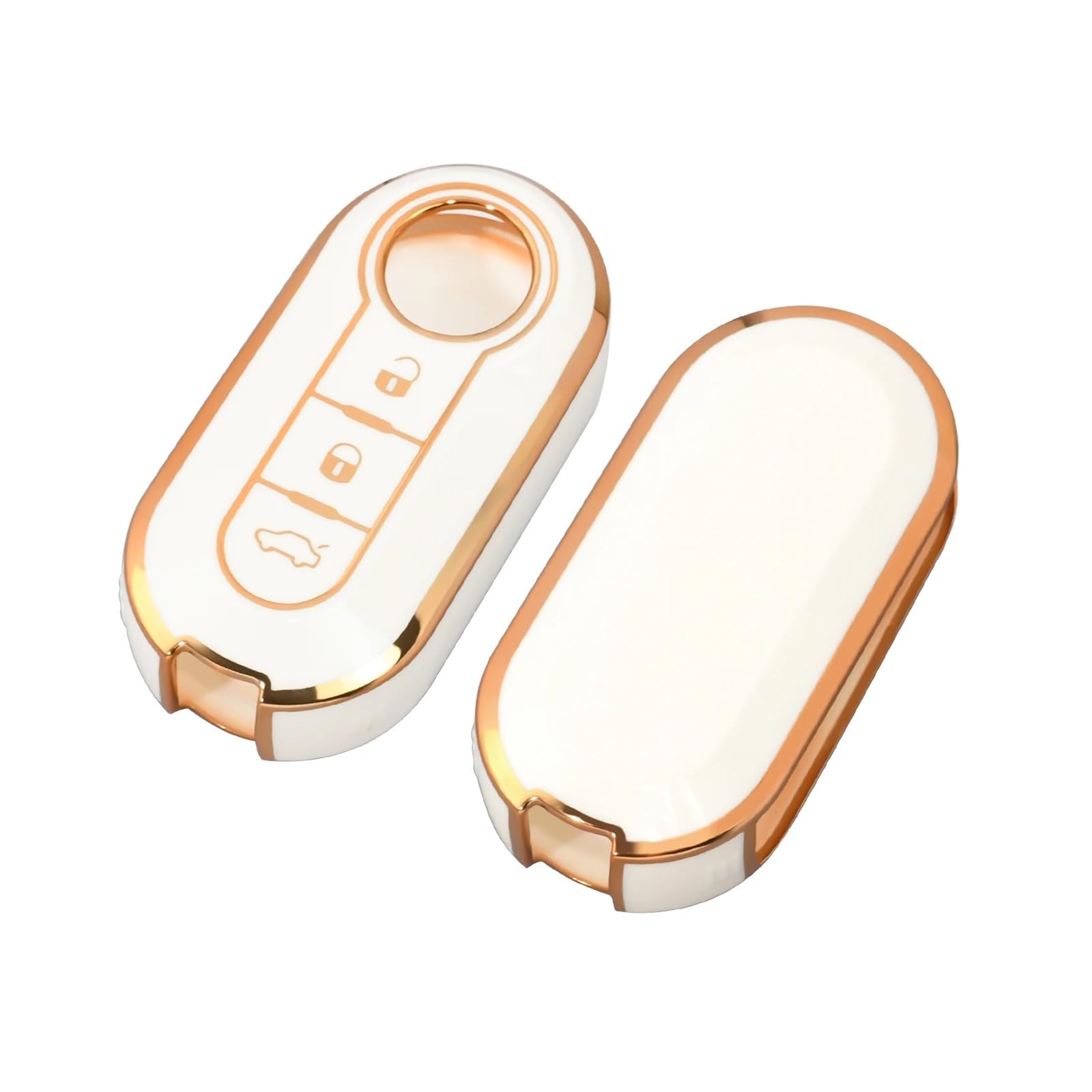 Mode Auto Schlüssel Fall Abdeckung Für FIAT 500 Ducato Panda 500L Punto Lancia Musa Für Citroen Für Citroen Auto Schlüsselanhänger(White Gold) von GTOQEV