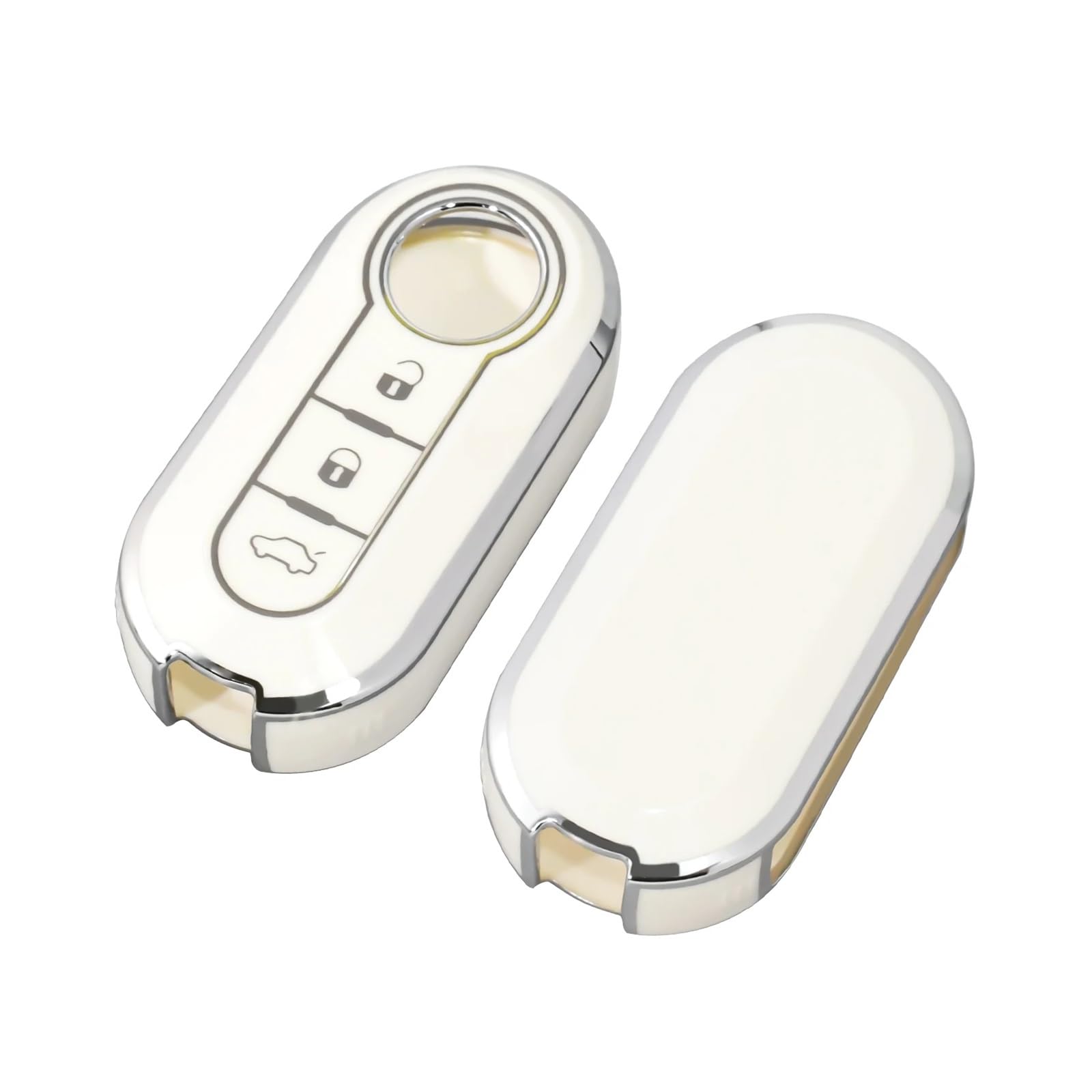Mode Auto Schlüssel Fall Abdeckung Für FIAT 500 Ducato Panda 500L Punto Lancia Musa Für Citroen Für Citroen Auto Schlüsselanhänger(White Silver) von GTOQEV