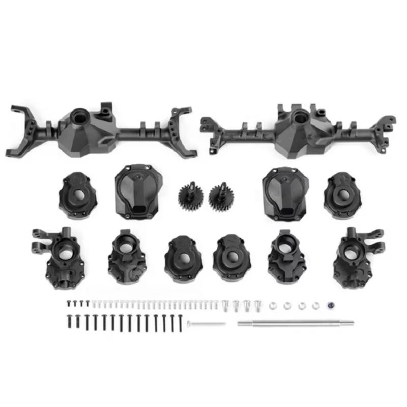 GTVNPOA Für Universalzubehör 1/10 RC-Auto-Fernbedienung 4WD Für Klettern Modellauto Crawler Teile G2 Metallachsensatz RC Vorder Hinterachse(Black) von GTVNPOA