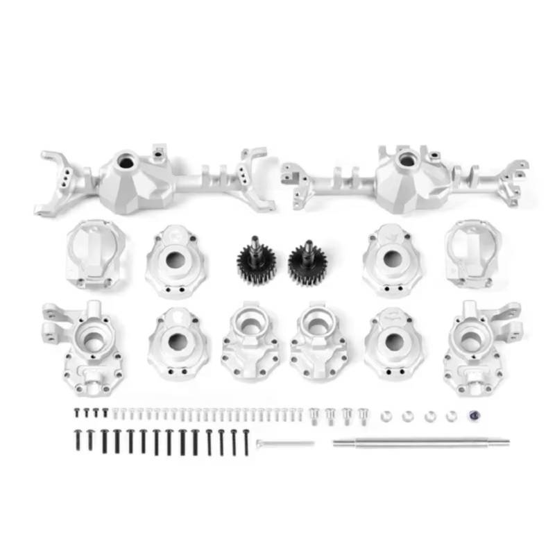 GTVNPOA Für Universalzubehör 1/10 RC-Auto-Fernbedienung 4WD Für Klettern Modellauto Crawler Teile G2 Metallachsensatz RC Vorder Hinterachse(Silver) von GTVNPOA