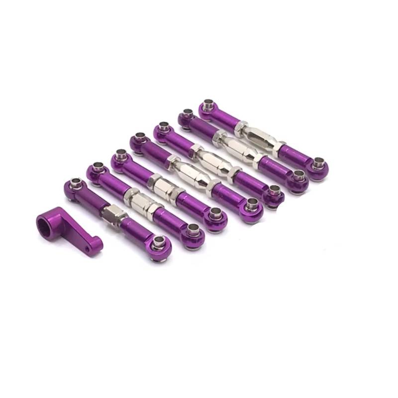 GTVNPOA Für WLtoys 144010 144001 144002 124016 127017 124018 124019 LC 1/14 Metall 7PCS Spurstange 28T Servo Arm RC Auto Upgrade Teile RC Zubehör(Purple) von GTVNPOA