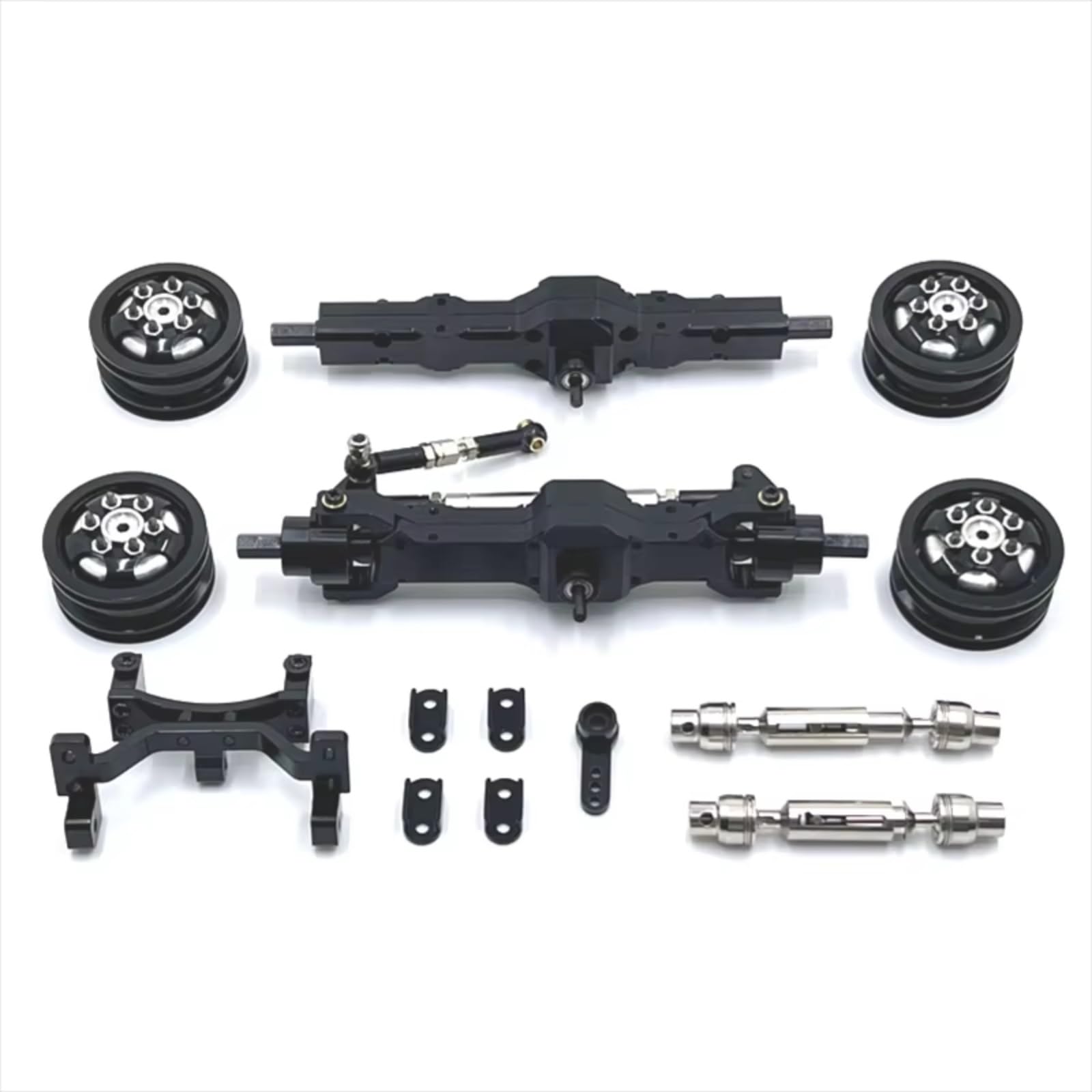 GTVNPOA Für WPL C74 1/10 RC Autoteile Metall-Tuningteile Achsenservo Für Sitzradnabe Antriebswelle Fernbedienung Autozubehör RC Vorder Hinterachse(Black) von GTVNPOA
