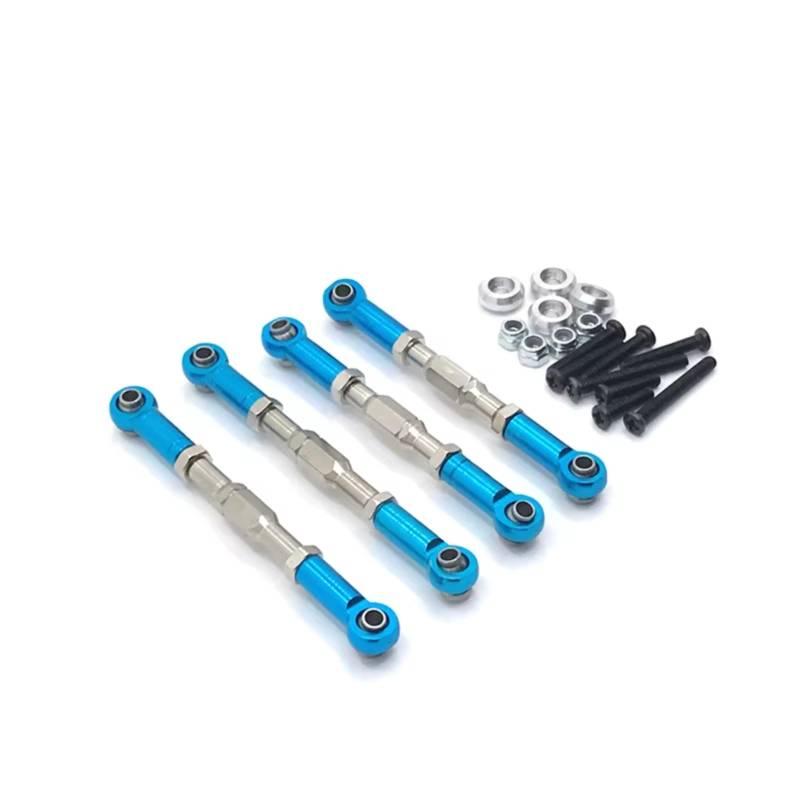 GTVNPOA Für WPL Für MN Für HengLong Für FeiYu Für JJRC C14 C24 B14 B24 D90 D91 D96 99S 4PCS Metall Einstellbare Spurstange RC Auto Upgrade Teile RC Auto Ersatz Teile(Blue) von GTVNPOA