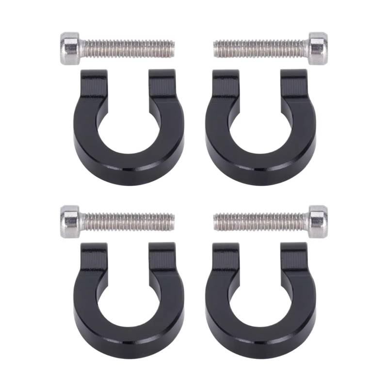 GTVNPOA RC Auto Ersatz Teile Für Axial Für SCX10 Für TRX4 TF2 D90 CC01 1/10 Aluminium Vorne Hinten Stoßstange D-Ring Abschlepphaken Anhänger Haken RC Crawler Auto Upgrade Teile(Black,4pcs) von GTVNPOA