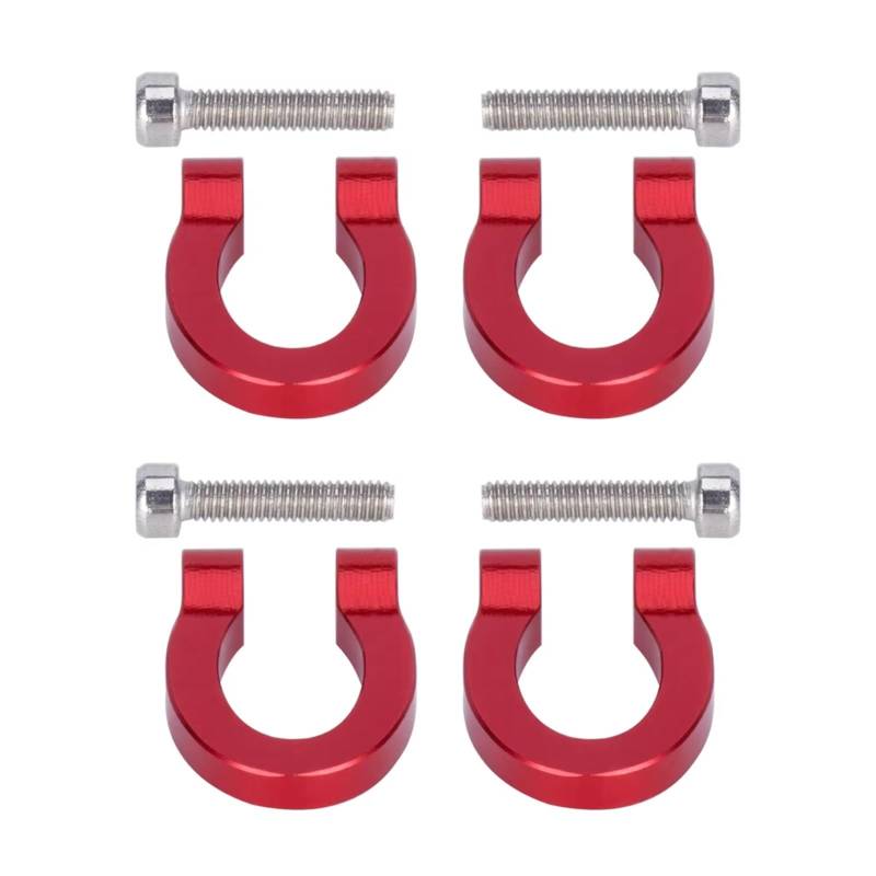 GTVNPOA RC Auto Ersatz Teile Für Axial Für SCX10 Für TRX4 TF2 D90 CC01 1/10 Aluminium Vorne Hinten Stoßstange D-Ring Abschlepphaken Anhänger Haken RC Crawler Auto Upgrade Teile(Red,4pcs) von GTVNPOA