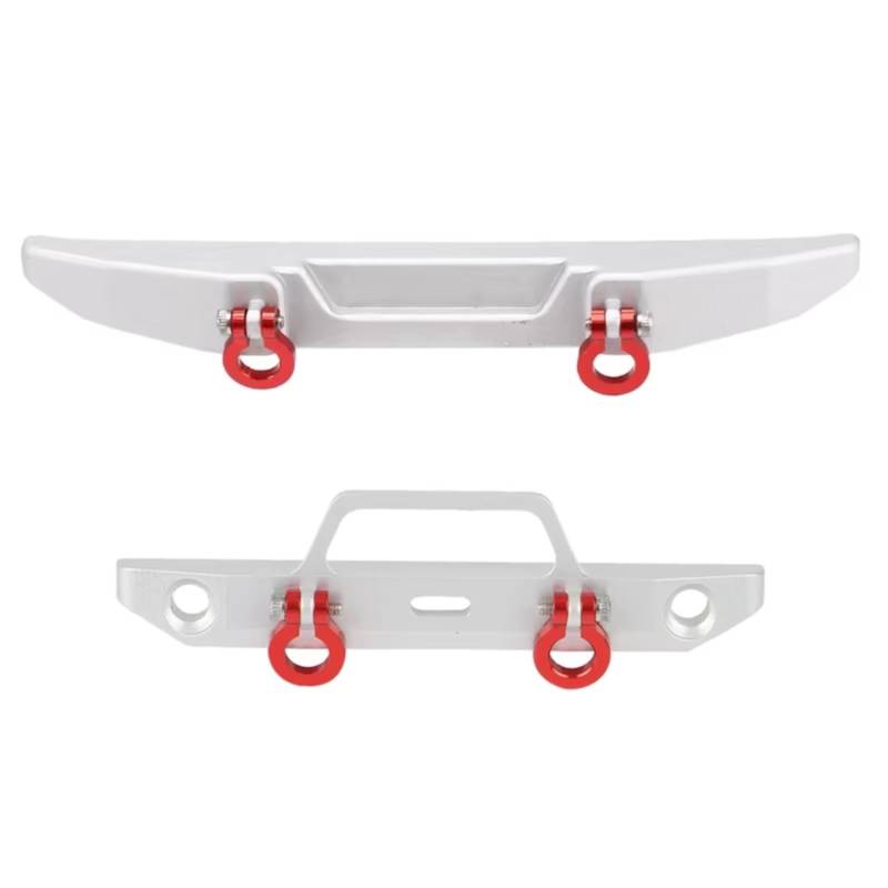 GTVNPOA RC Auto Ersatz Teile Für Axial Für SCX24 AXI00005 Für Gladiator 1/24 2 Stücke Metall Legierung Vorderen Und Hinteren Stoßfänger Mit Abschlepphaken RC Crawler Auto Upgrades Teile(Silver) von GTVNPOA