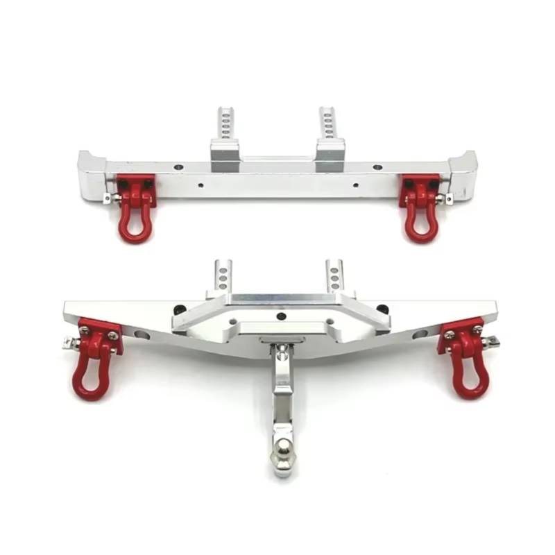 GTVNPOA RC Auto Ersatz Teile Für MN128 MN86 G500 1/12 Metall Vorderen Und Hinteren Stoßfänger Mit Abschlepphaken RC Auto Upgrade Teile Zubehör(Silver,Front and After) von GTVNPOA