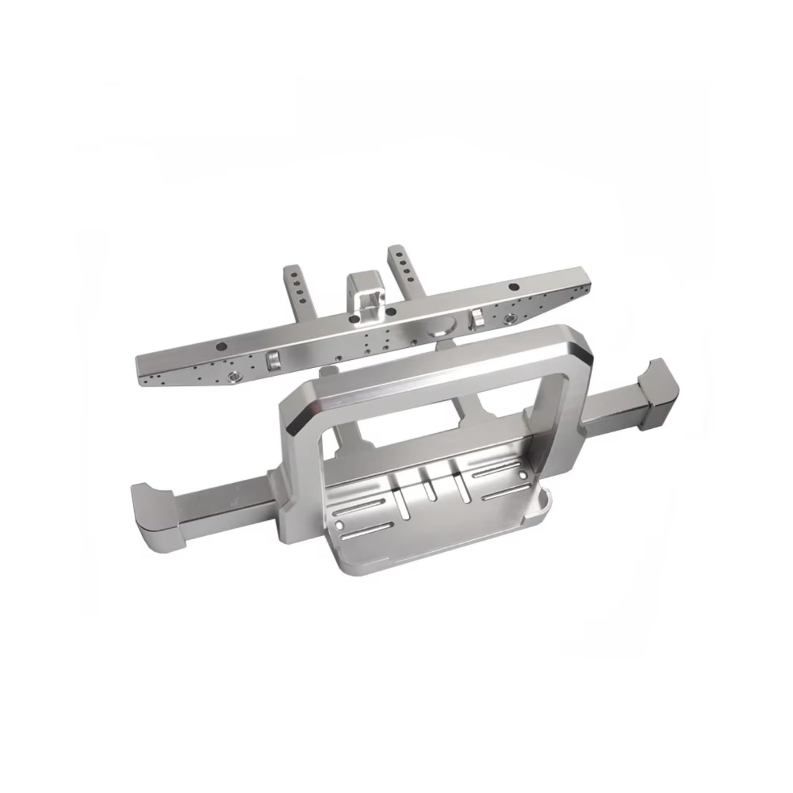 GTVNPOA RC Auto Ersatz Teile Für TRX-4 Für Defender 82056-4 1/10 Aluminium Legierung Vorderen Und Hinteren Stoßfänger RC Crawler Auto Upgrade Teile(Silver,Front Rear) von GTVNPOA