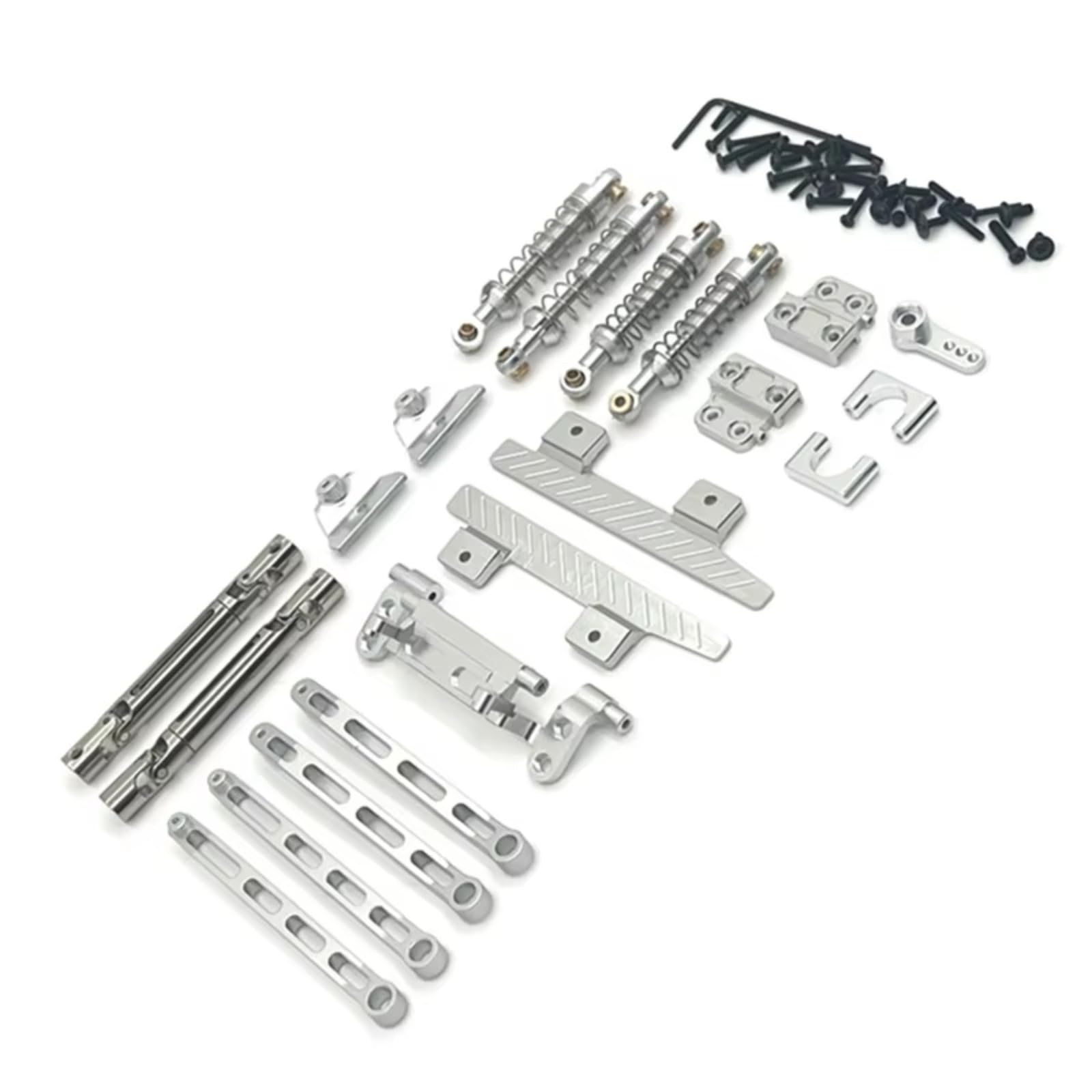 GTVNPOA RC Spezialstoßdämpfer Für MN82 LC79 1/12 Stoßdämpfer Spurstange Vor Und Nach Antriebswelle Set RC Auto Kettenfahrzeug Teile Und Zubehör Upgrade Ersatz Verwenden(Silver) von GTVNPOA