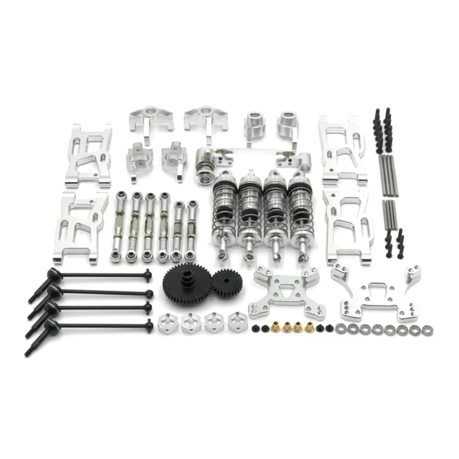 GTVNPOA RC Spezialstoßdämpfer Für WLtoys 144010 144001 144002 124017 124019 Metall 44T 27T Getriebe Antriebswelle Stoßdämpfer 14 Pack RC Auto Teile Zubehör Ersatz Verwenden(Silver) von GTVNPOA