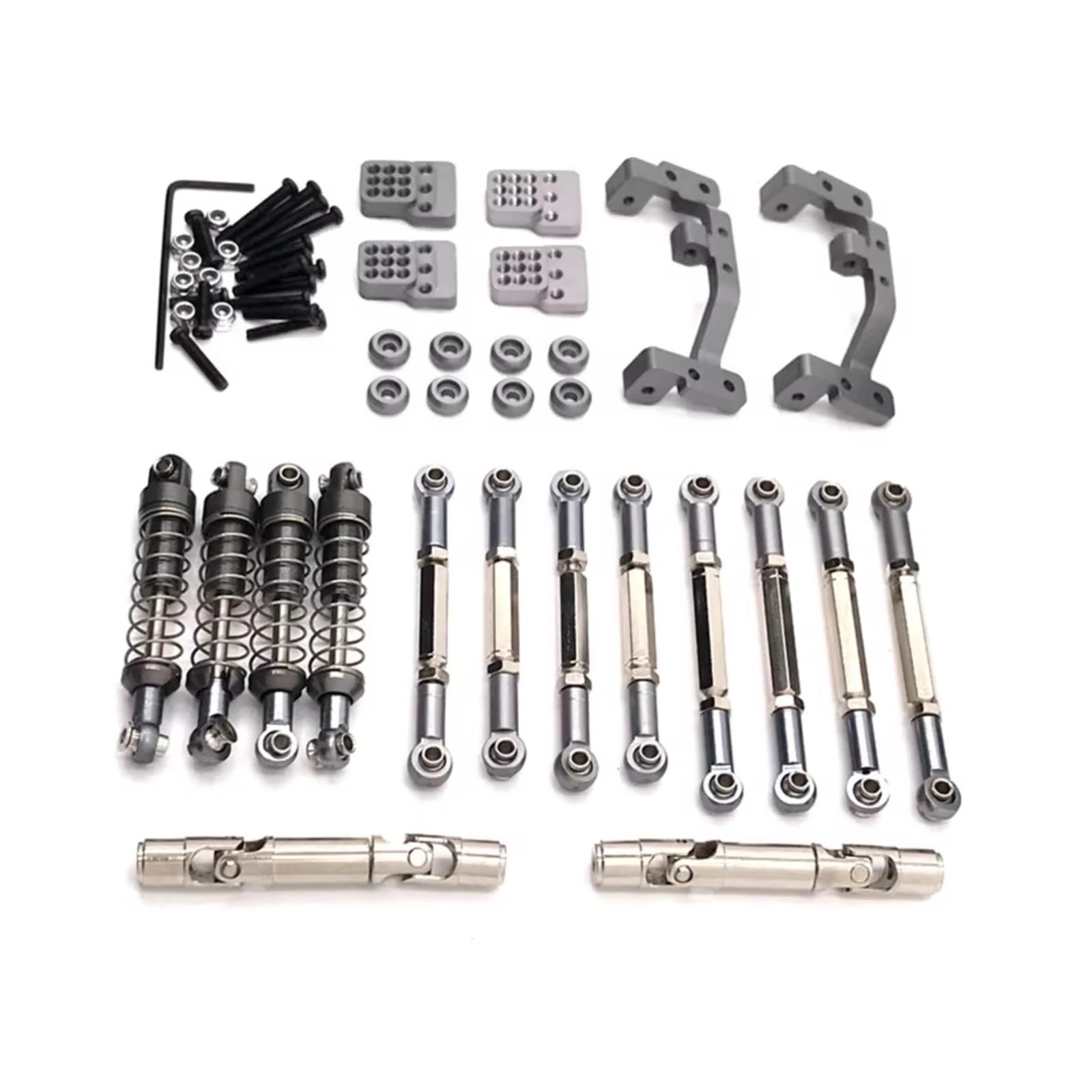 GTVNPOA RC Spezialstoßdämpfer Für WPL C14 C24 1/16 Für Feiyu FY003-5A Metall Spurstangen Antriebswellen Stoßdämpfer RC Auto Teile Und Zubehör Upgrade Ersatz Und Verwendung(Gray) von GTVNPOA