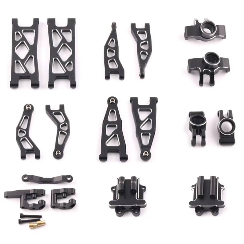 GTVNPOA Rc Achsschenkel LenkklöTze Für Arrma 2S Für Granite Für Typhon Für Grom 1/18 Lenkbecheraufhängung A-Arm-Getriebeabdeckung Aluminium RC-Autoteile(Black) von GTVNPOA