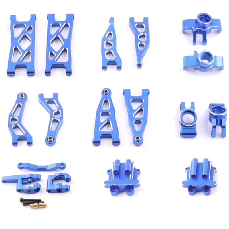 GTVNPOA Rc Achsschenkel LenkklöTze Für Arrma 2S Für Granite Für Typhon Für Grom 1/18 Lenkbecheraufhängung A-Arm-Getriebeabdeckung Aluminium RC-Autoteile(Blue) von GTVNPOA