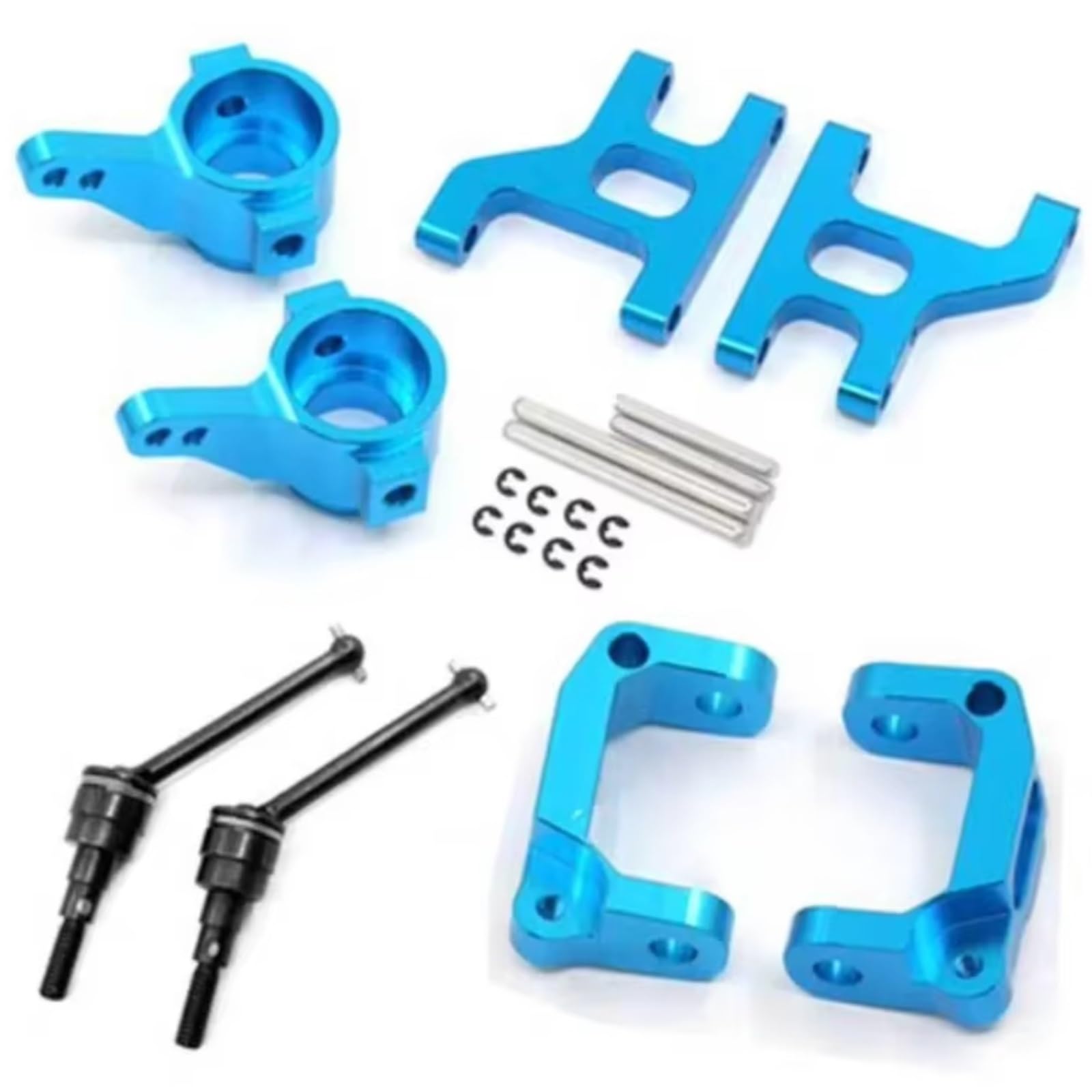 GTVNPOA Rc Achsschenkel LenkklöTze Für Tamiya CC01 TA02 TA03 1/10 Metall Front Lower Suspension Arm Hub Carrier Basis C Lenkung Tasse Antriebswelle RC Auto Teile(Blue) von GTVNPOA