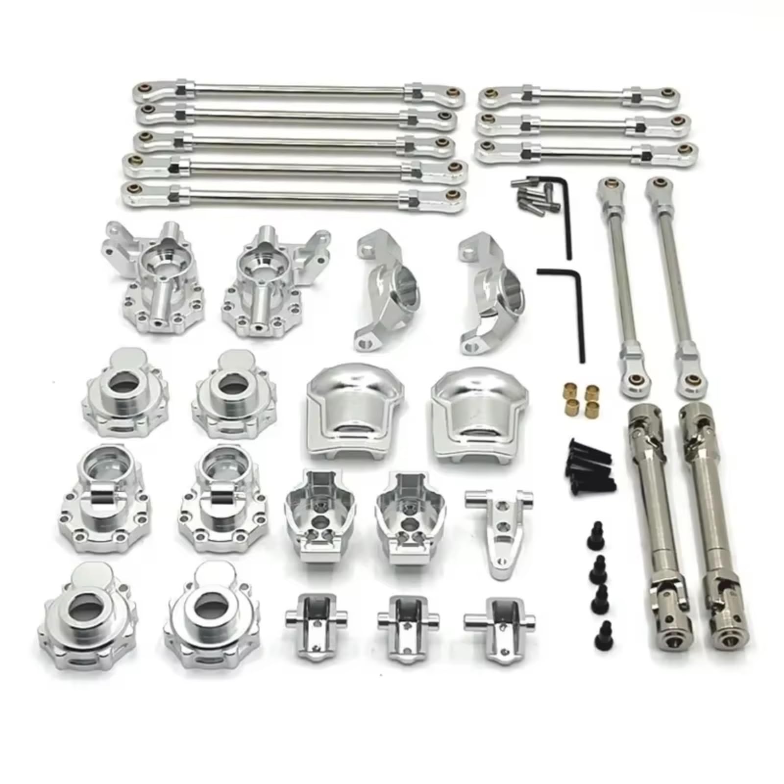 GTVNPOA Rc Achsschenkel LenkklöTze Für WLtoys 104006 104010 104020 104026 1/10 Vordere Hinterachse Abdeckungen Lenkstange Tasse C Für Sitz Stecker Antriebswellen RC Auto Teile(Silver) von GTVNPOA