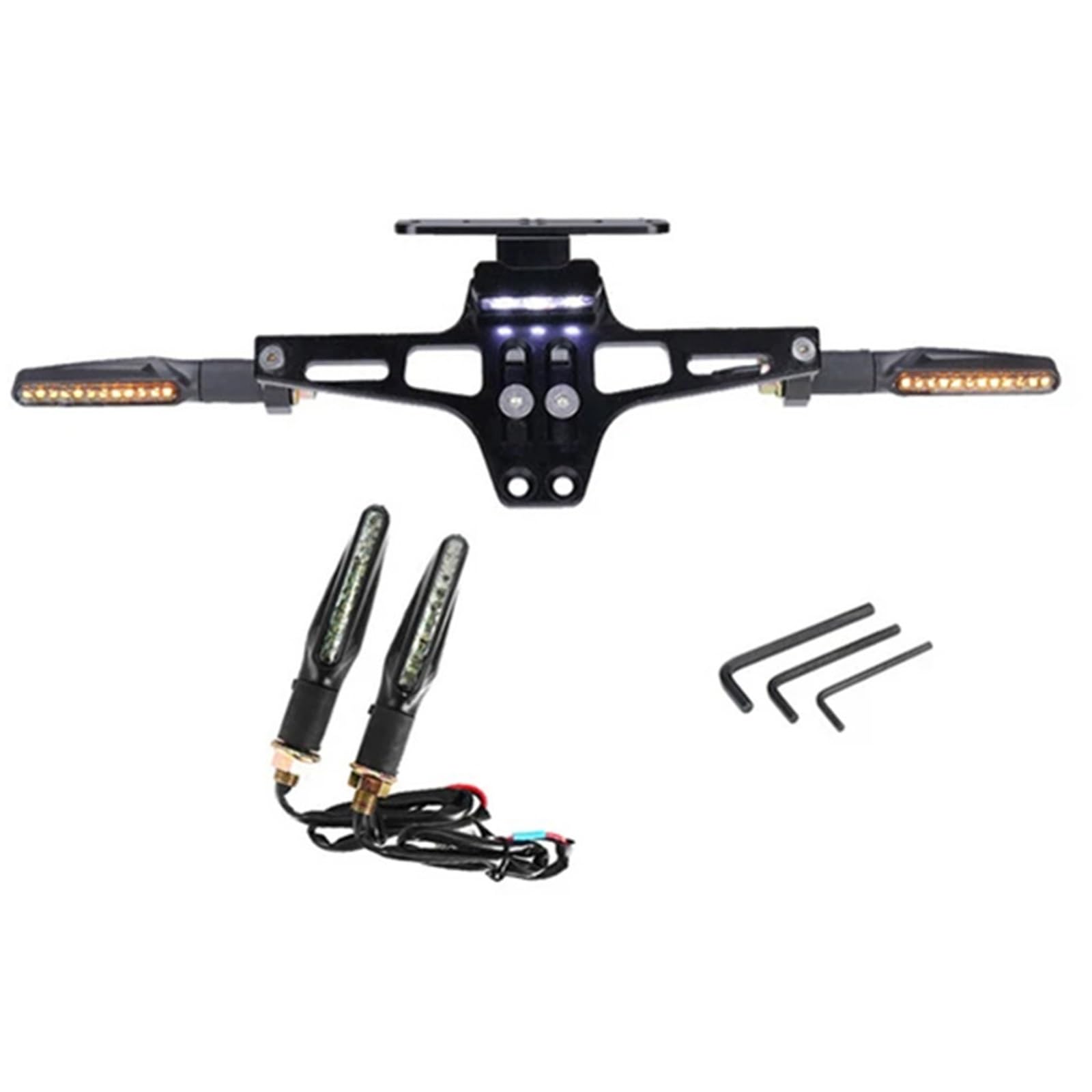 Kompatibel Mit X4 Für NC700 Für S Für X Für VFR1200 Für F Für XL1000 Motorrad-Kennzeichenhalter-Rahmenhalterung Mit Lichtersatz Motorrad-kennzeichenhalter(Black with 4 Lights) von GTVRFLOKI