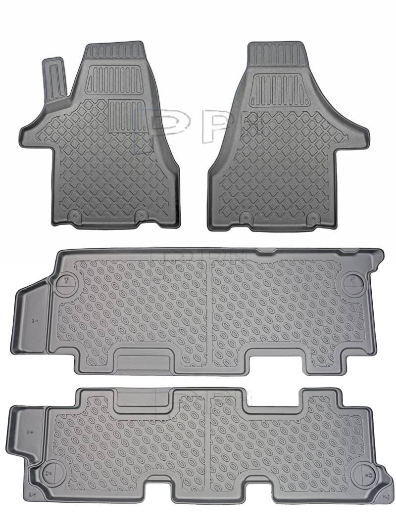 GUA Premium Gummifußmatten Fussmatten Gummifußschalen für VW T5 ab 2003-2015 / T6 ab 2015- / T6.1 ab 2019-Caravelle, Transporter Panel Van (Kasten) + Combi Long + Short, schwarz von GUA