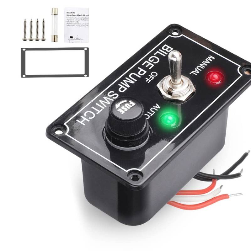 DC 12 V abgesicherte Marine-Bilgepumpen-Schalter-Panel mit LED-Kontrollleuchte, manuell/aus/automatischer 3-Wege-Kippschalter von GUIJIALY