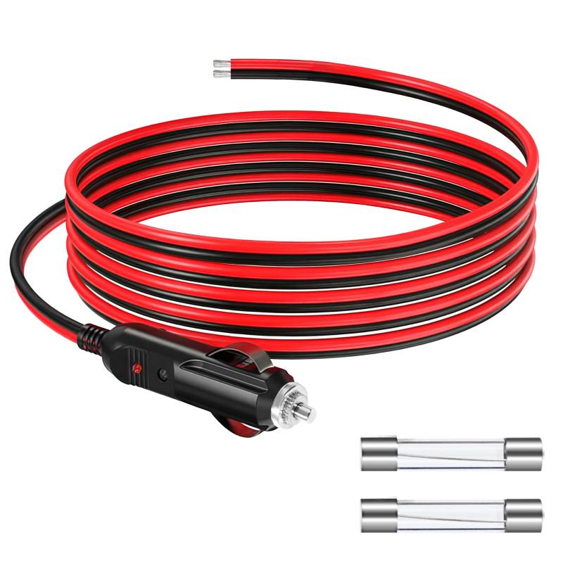 GUNGY 3 Meter Zigarettenanzünder Verlängerungskabel 12V Autostecker Zigarettenanzünder Steckerkabel 14AWG mit Sicherung 15A für Auto LKW Wohnmobil Zigarettenanzünder-Buchse von GUNGY