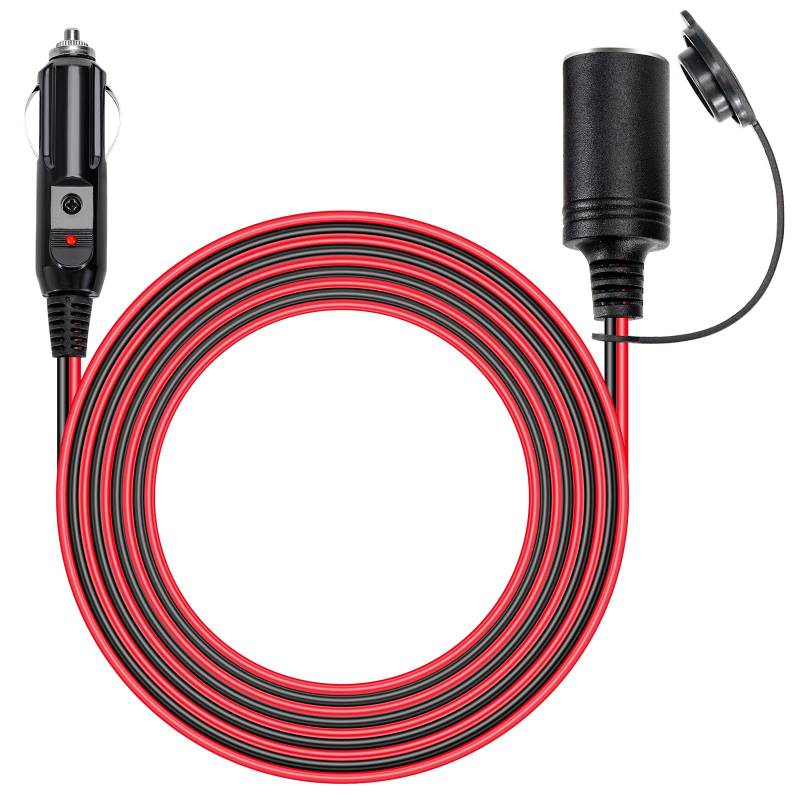 GUNGY 3.6 Meter KFZ Verlängerungskabel Zigarettenanzünder Stecker Buchse Verlängerung 16AWG Kabel Wasserdicht mit 15A Sicherung für Auto Wohnmobil 12V/24V Strom Geräte Steckdose Adapter von GUNGY