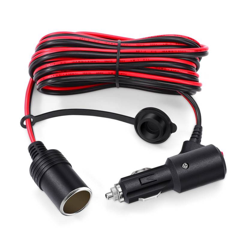 GUNGY 4 Meter KFZ Verlängerungskabel 12V Zigarettenanzünder Verlängerung Stecker Buchse 16AWG Kabel mit Schalter und 15A Sicherung für 12V/24V Strom Adapter Steckdose von GUNGY