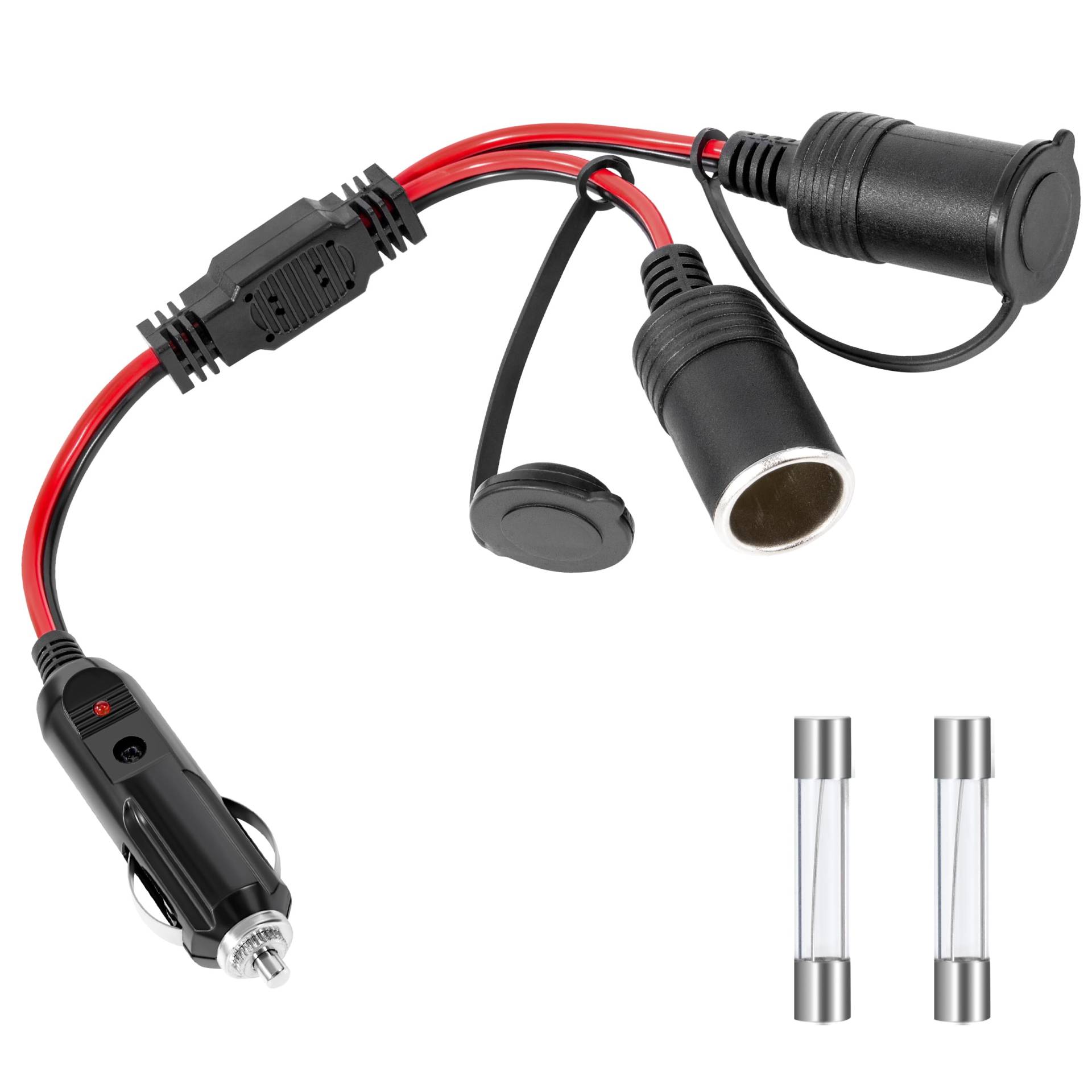GUNGY Zigarettenanzünder Verteiler 12V/24V Adapter Zigarettenanzünder Stecker Buchse Verlängerungskabel 25cm 16AWG 1 bis 2 Splitter Steckdose mit 15A Sicherung für KFZ Wohnmobil Boot GUNGY Zigarettenanzünder Verteiler 12V/24V Adapter Zigarettenanzünder Stecker Buchse Verlängerungskabel 25cm 16AWG 1 bis 2 Splitter Steckdose mit 15A Sicherung für KFZ Wohnmobil Boot von GUNGY