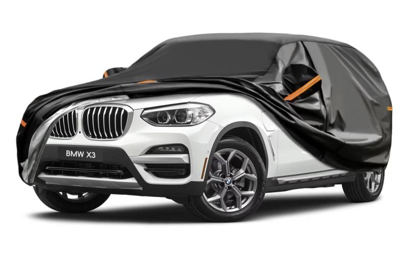 GUNHYI Auto Abdeckplane Wasserdicht Passend für BMW X3(2010-2024), 7 Schichten Vollgarage Autoabdeckung Autoplane für Regen Sonne Staub Schutz，Mit Baumwollfutter und Reißverschluss ausgestattet von GUNHYI