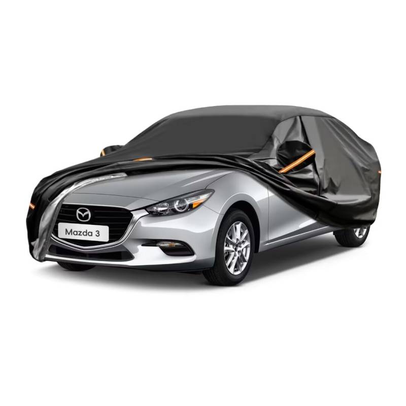GUNHYI Auto Abdeckplane Wasserdicht Passend für Mazda 3(2006-2024) 7 Schichten Vollgarage Autoabdeckung Autoplane für Regen Sonne Staub Schutz，Mit Baumwollfutter und Reißverschluss ausgestattet von GUNHYI