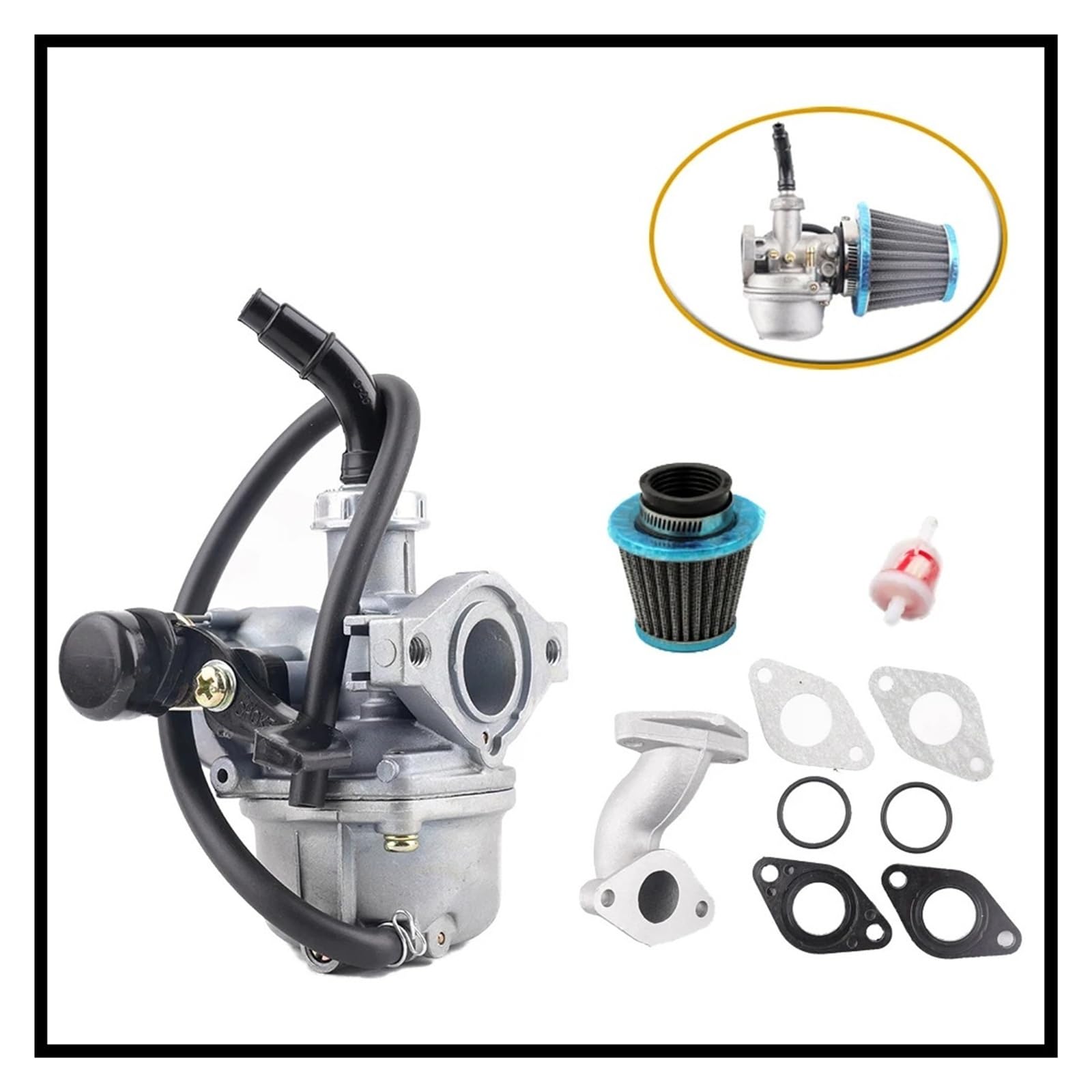 PZ19 19-mm-Motorradvergasersatz mit Luftfilter for 50 70 90 110ccm ATV-Allrad-Offroad-Motorräder(Pz19 carburetor set) von GUOFHUIO
