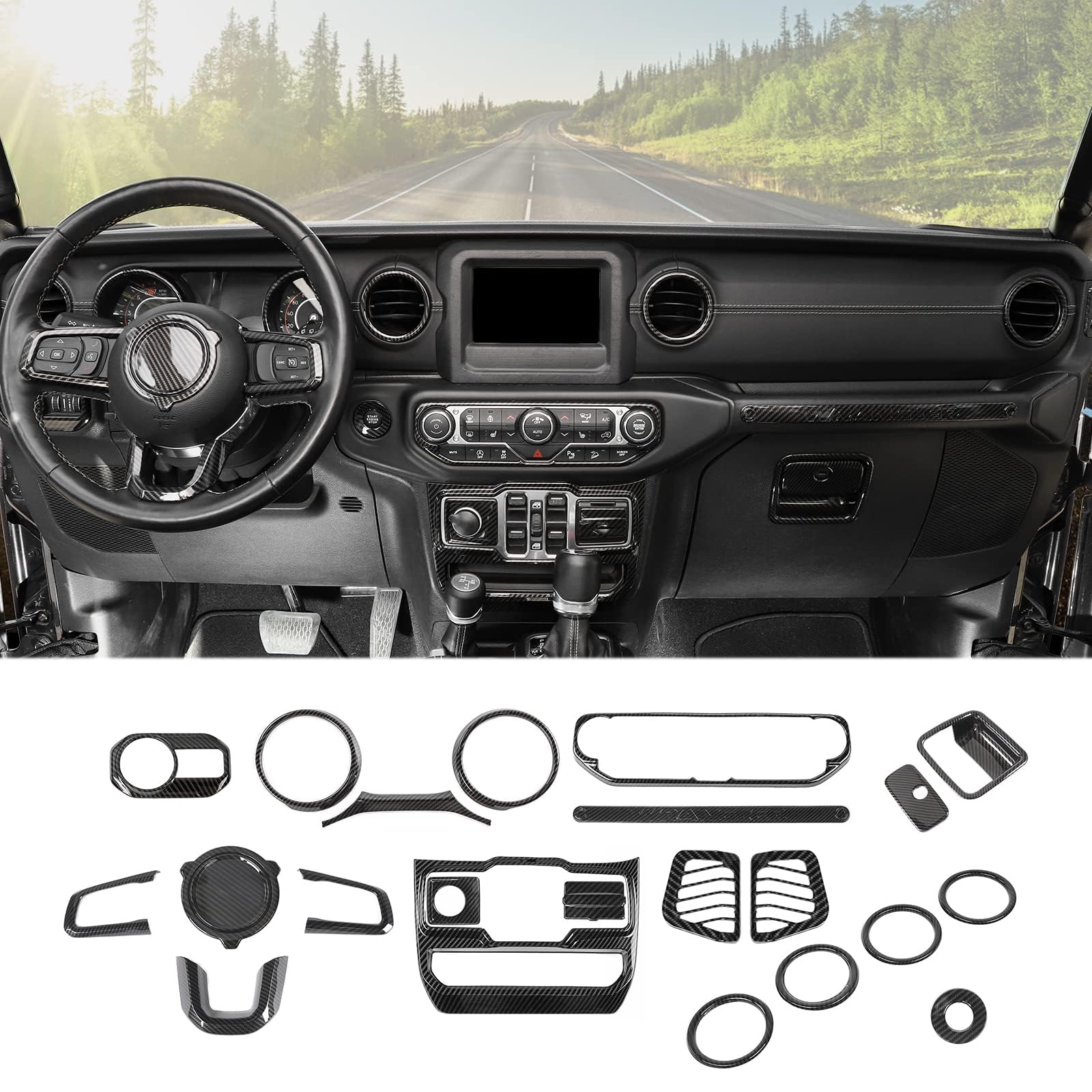 Lenkradabdeckungsverkleidungen im Carbon für Jeep Wrangler JL JLU 2018-2022,Lenkzubehör Armaturenbrettverkleidung Mittelkonsole Armaturenbrettverkleidung Armaturenbrettverkleidung Lenkradabdeckungsverkleidungen im Carbon für Jeep Wrangler JL JLU 2018-2022,Lenkzubehör Armaturenbrettverkleidung Mittelkonsole Armaturenbrettverkleidung Armaturenbrettverkleidung von GUOKMN