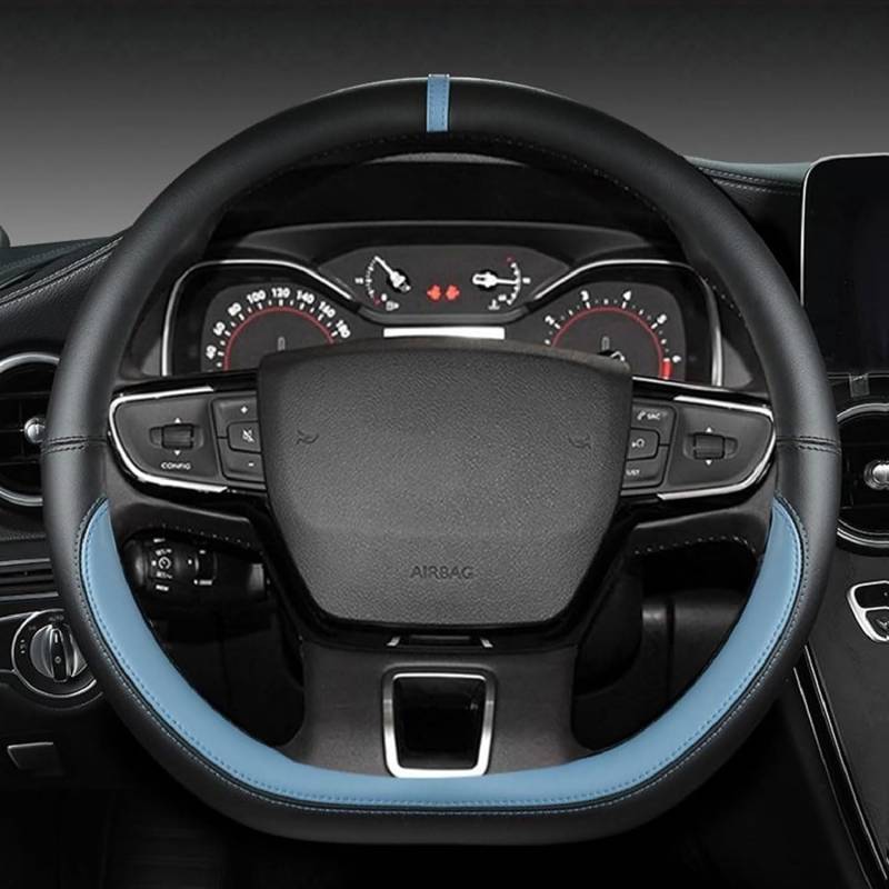 Auto Lenkradbezug Lenkradabdeckung für Jeep Commander (2022) 2021-2025, PU-Leder Lenkradhülle Lenkradschutz Atmungsaktive Lenkrad Schutzhülle Lenkrad Abdeckung,C/Blue von GUOQINGLH