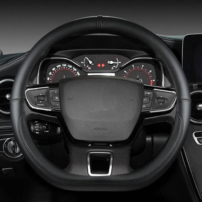 Auto Lenkradbezug Lenkradabdeckung für Lexus LM I 2020 2021 2022 2023 2024 2025, PU-Leder Lenkradhülle Lenkradschutz Atmungsaktive Lenkrad Schutzhülle Lenkrad Abdeckung,E/Black von GUOQINGLH