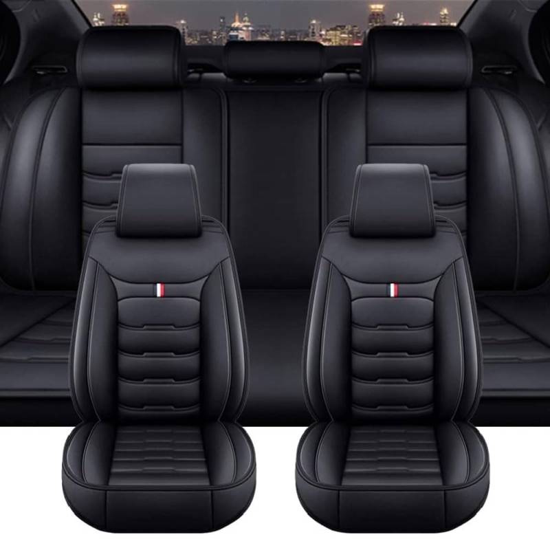 GUOQINGLH Auto Sitzbezüge Full Set für Dacia Jogger 2022 2023 2024 2025 2026, Autositzbezüge 5-Sitzer Leder Schonbezüge Wasserdicht Autositzbezug VerschleißFest,A/Black von GUOQINGLH