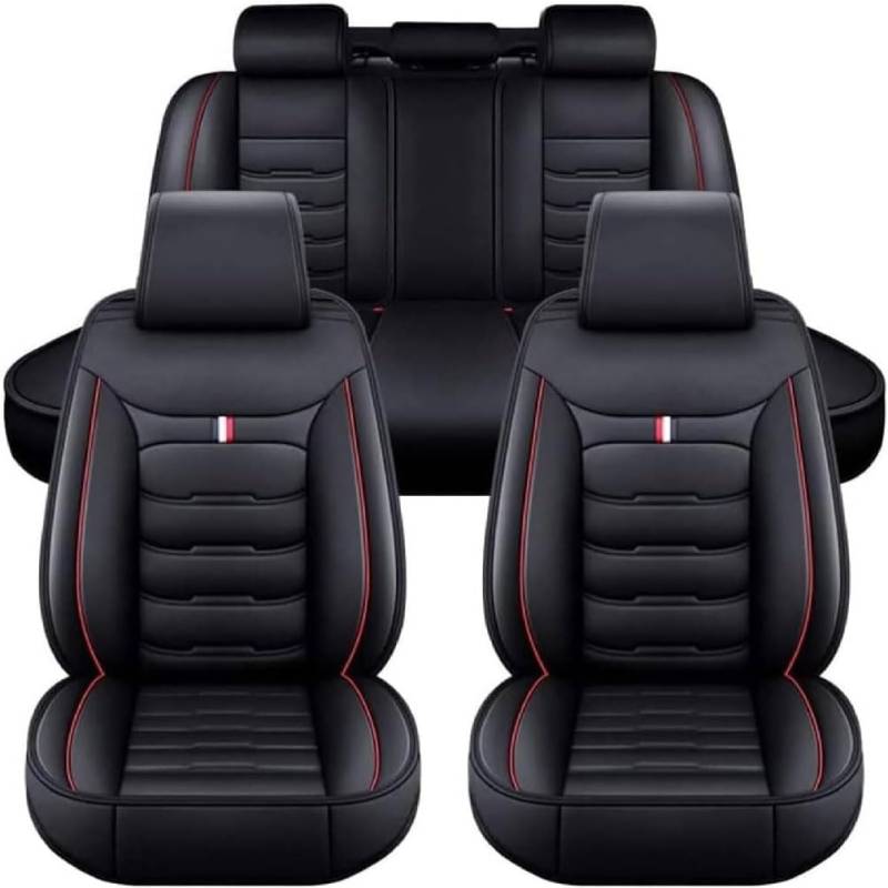 GUOQINGLH Auto Sitzbezüge Set Autositzbezüge für Audi A1 2010-On, Leder Schonbezüge 5-Sitzer Autositzbezug Wasserdicht Universal Zubehör,Black-red von GUOQINGLH