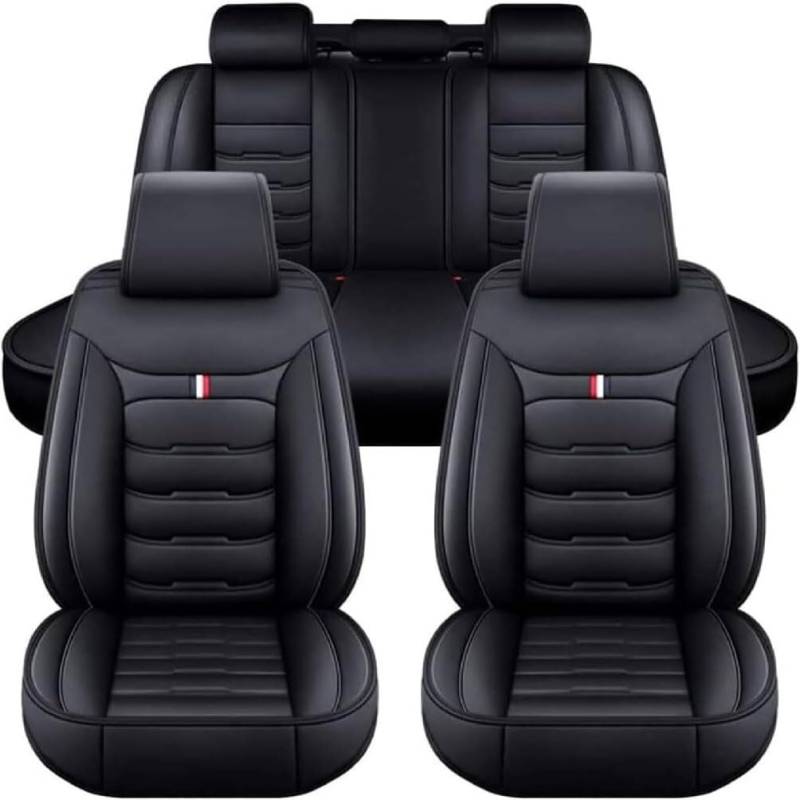 GUOQINGLH Auto Sitzbezüge Set Autositzbezüge für Audi A1 2010-On, Leder Schonbezüge 5-Sitzer Autositzbezug Wasserdicht Universal Zubehör,Black von GUOQINGLH
