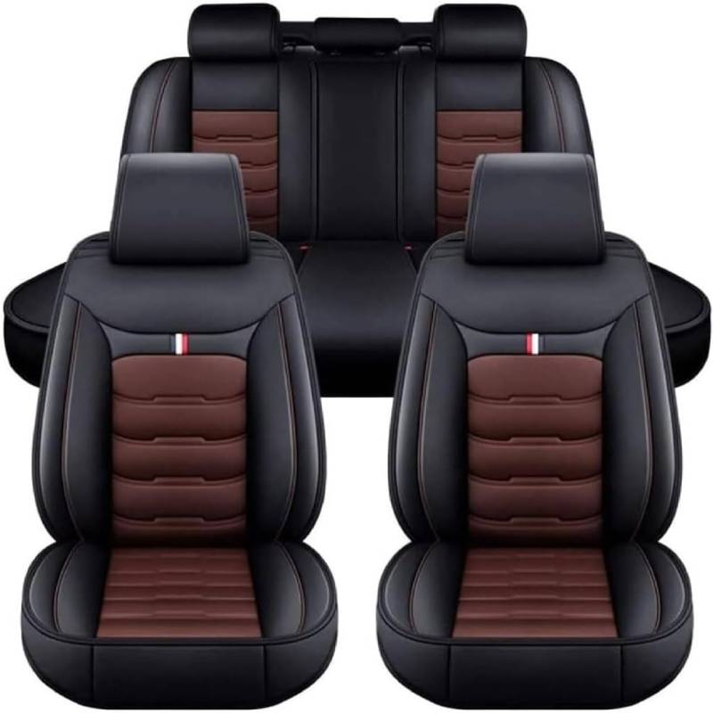 GUOQINGLH Auto Sitzbezüge Set Autositzbezüge für Audi A3 2002-2020, Leder Schonbezüge 5-Sitzer Autositzbezug Wasserdicht Universal Zubehör,Black-Coffee von GUOQINGLH