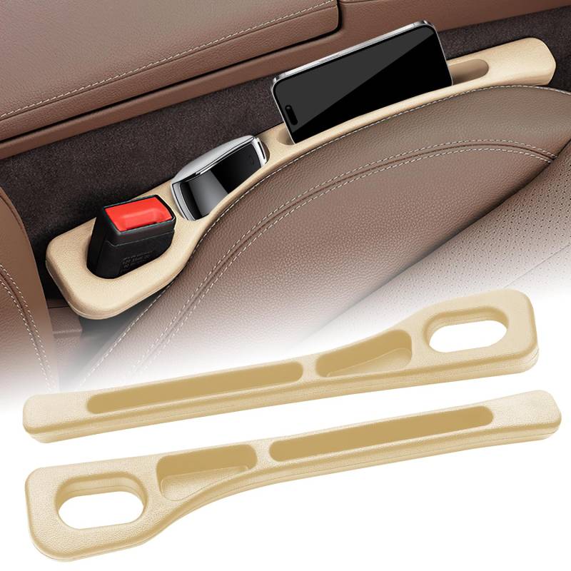 Autositz Lückenfüller Gap Storage Box Upgraded Sitzlückenfüllstreifen Universal Sitzlückenfüller Für Die Meisten Automodelle Verhindern Dass Kleine Gegenstände In Die Lücke Fallen(2Stk Beige) von GUOSIYAO