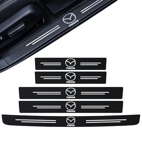Auto Einstiegsleisten Schutz für Mazda CX-5 2012-2025, Schritt Platte Abdeckung Lackschutzfolie Kohlefaser Türschweller Aufkleber Zubehör,5PCS Auto Einstiegsleisten Schutz für Mazda CX-5 2012-2025, Schritt Platte Abdeckung Lackschutzfolie Kohlefaser Türschweller Aufkleber Zubehör,5PCS von GUTYE