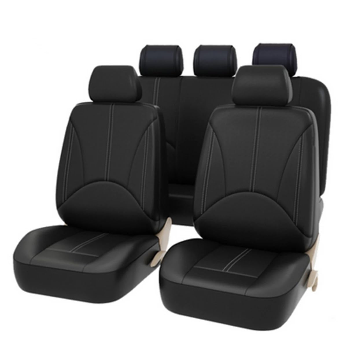 GVILTY Leder Sitzbezügesets Komplettset Brauch für Nissan Leaf (2018+), Vordersitze und Rückbank 5-Sitze Autositzbezüge, Auto-Sitzbezug Auto Zubehör Innenraum,A/Black von GVILTY