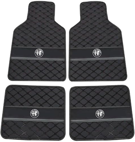 Auto Leder Fußmatten für Alfa Romeo Giulia 2017 2018 2019 2020 2021, Allwetter Wasserdicht rutschfeste Abriebfest Bodenmatten Set Teppiche Schutz Zubehör,Black Auto Leder Fußmatten für Alfa Romeo Giulia 2017 2018 2019 2020 2021, Allwetter Wasserdicht rutschfeste Abriebfest Bodenmatten Set Teppiche Schutz Zubehör,Black von GXDFC