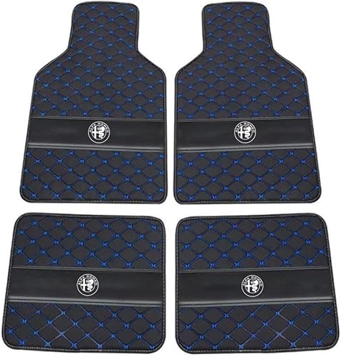 Auto Leder Fußmatten für Alfa Romeo Stelvio 2017 2018 2019 2020 2021, Allwetter Wasserdicht rutschfeste Abriebfest Bodenmatten Set Teppiche Schutz Zubehör,Black+Blue Auto Leder Fußmatten für Alfa Romeo Stelvio 2017 2018 2019 2020 2021, Allwetter Wasserdicht rutschfeste Abriebfest Bodenmatten Set Teppiche Schutz Zubehör,Black+Blue von GXDFC