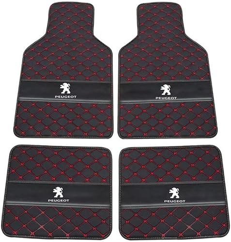 Auto Leder Fußmatten für Peugeot 2008 2020-2021 2022 2023 2024 2025, Allwetter Wasserdicht rutschfeste Abriebfest Bodenmatten Set Teppiche Schutz Zubehör,Black+red Auto Leder Fußmatten für Peugeot 2008 2020-2021 2022 2023 2024 2025, Allwetter Wasserdicht rutschfeste Abriebfest Bodenmatten Set Teppiche Schutz Zubehör,Black+red von GXDFC