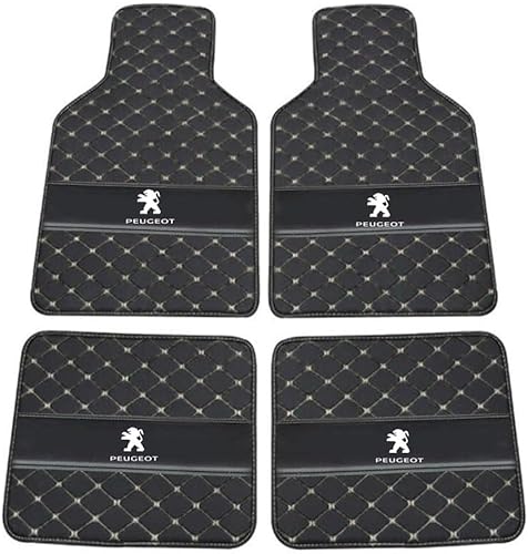 Auto Leder Fußmatten für Peugeot 207 2009-2014, Allwetter Wasserdicht rutschfeste Abriebfest Bodenmatten Set Teppiche Schutz Zubehör,Black+beige Auto Leder Fußmatten für Peugeot 207 2009-2014, Allwetter Wasserdicht rutschfeste Abriebfest Bodenmatten Set Teppiche Schutz Zubehör,Black+beige von GXDFC