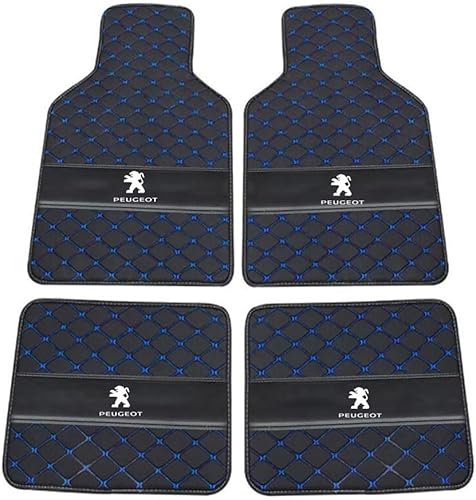 Auto Leder Fußmatten für Peugeot 308 SW 2017-2021, Allwetter Wasserdicht rutschfeste Abriebfest Bodenmatten Set Teppiche Schutz Zubehör,Black+Blue Auto Leder Fußmatten für Peugeot 308 SW 2017-2021, Allwetter Wasserdicht rutschfeste Abriebfest Bodenmatten Set Teppiche Schutz Zubehör,Black+Blue von GXDFC