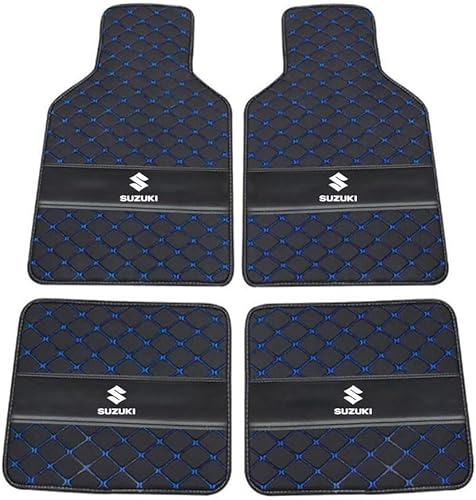 Auto Leder Fußmatten für Suzuki Swift 2013-2020 2021 2022 2023 2024 2025, Allwetter Wasserdicht rutschfeste Abriebfest Bodenmatten Set Teppiche Schutz Zubehör,Black+Blue Auto Leder Fußmatten für Suzuki Swift 2013-2020 2021 2022 2023 2024 2025, Allwetter Wasserdicht rutschfeste Abriebfest Bodenmatten Set Teppiche Schutz Zubehör,Black+Blue von GXDFC