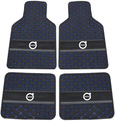 Auto Leder Fußmatten für Volvo V40 2012-2023 2024 2025, Allwetter Wasserdicht rutschfeste Abriebfest Bodenmatten Set Teppiche Schutz Zubehör,Black+Blue Auto Leder Fußmatten für Volvo V40 2012-2023 2024 2025, Allwetter Wasserdicht rutschfeste Abriebfest Bodenmatten Set Teppiche Schutz Zubehör,Black+Blue von GXDFC