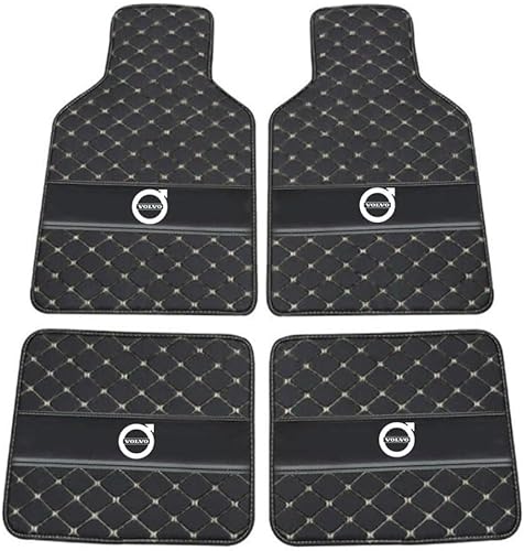 Auto Leder Fußmatten für Volvo XC-60 II (XC60) 2017-2023 2024 2025, Allwetter Wasserdicht rutschfeste Abriebfest Bodenmatten Set Teppiche Schutz Zubehör,Black+beige von GXDFC